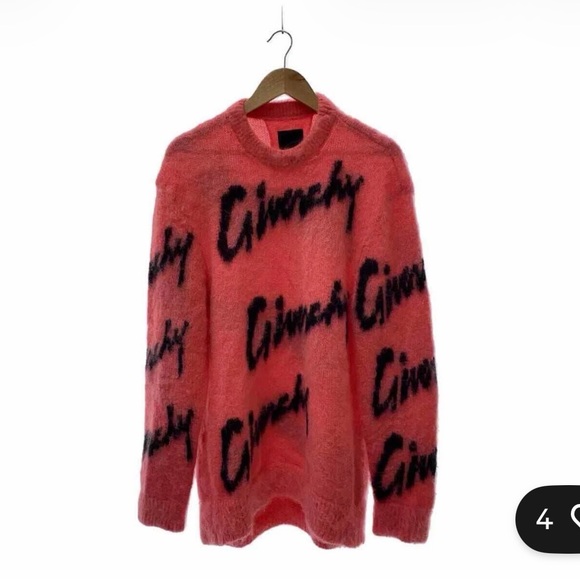 Givenchy Sweaters - Givenchy Fuzzy Pink and Black Logo Sweater